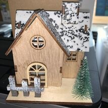 Wooden House LED Light With Tree Custom Christmas DIY - $9.78