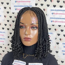 Short Curly Braids, Handmade Lace Closure Box Braided Frontal Wigs 14 Inches - £121.90 GBP