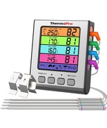 ThermoPro TP17H Digital Meat Thermometer with 4 Temperature Probes, HI/L... - £40.95 GBP