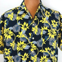 Aloha Hawaiian Shirt Large Shirt Hibiscus Floral Tropical Canyon River Blue - £31.97 GBP