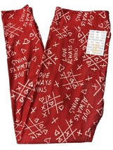 NEW LuLaRoe Tall Curvy (12-18) Red with Tic Tac Toe Hearts Valentine Leg... - $19.79