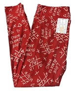 NEW LuLaRoe Tall Curvy (12-18) Red with Tic Tac Toe Hearts Valentine Leg... - $19.79