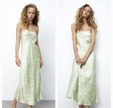 NWT Zara Floral Print Satin Midi Dress Size M,L - £50.81 GBP