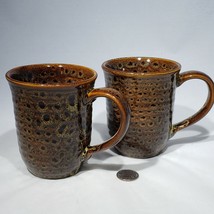 Set of 2 Jaclyn Smith TODAY Brown Mottled Mugs 12 oz Stoneware Pottery EUC - £29.06 GBP
