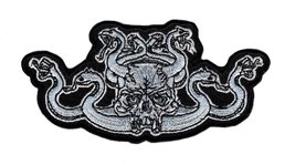 Demon Skull Snakes Embroidered Iron on Sew on Patch (4.0 X 2.0-DS1) - £5.30 GBP