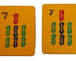 2 Vtg MATCHING Mah Jong Tile 7 Seven Bamboo Cream Yellow Bakelite Mahjong - $19.04