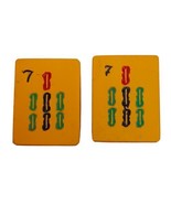 2 Vtg MATCHING Mah Jong Tile 7 Seven Bamboo Cream Yellow Bakelite Mahjong - £14.97 GBP
