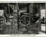Loom Room Wiggins Old Tavern and Hotel Northampton MA B&amp;W Chrome Postcar... - $2.92