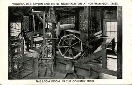 Loom Room Wiggins Old Tavern and Hotel Northampton MA B&amp;W Chrome Postcard F1 - £2.28 GBP