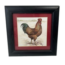 Rooster Art Framed Wall Decor 7.5&quot;x7.5&quot; Country Primitive Farmhouse Farm Small - £9.59 GBP