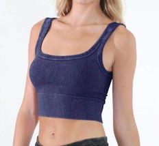 Nikibiki wash ribbed cropped top in Vintage Midnight - size One Size - $37.62