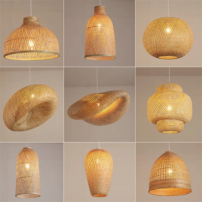 Classic Bamboo Lustre Chandelier Hanging Lamp Ceiling Handmade Rattan Pe... - $22.65+