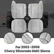 Front Gray Leather Seat Cover Fit Chevy Silverado GMC Sierra  2003-2005-... - $100.39