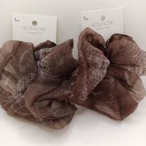 2x Scunci Elite Fancy Fashion Hair Scrunchie Animal Pattern Gray Brown S... - £7.62 GBP