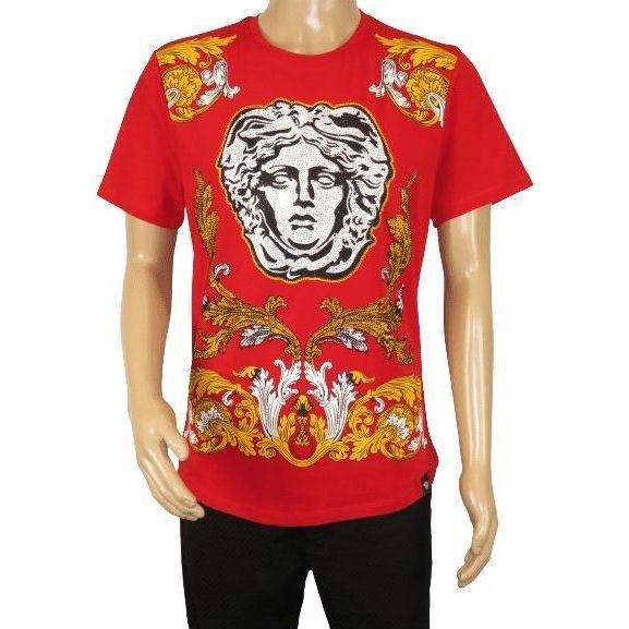 Men LAVERITA European Fashion Shirt Short Sleeves Medusa Floral Design 9... - £29.96 GBP