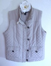 Style &amp; Co. Quilted Vest Khaki Tan XL Button Loop and Zip; Sleevelss - $19.00