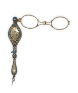 Vermeil Sterling and Enamel Victorian Lorgnette Glasses w/Violets Chain ... - $859.80 CAD