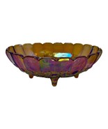 CARNIVAL GLASS OVAL ORANGE CONSOL FRUIT BOWL DECORATIVE FOOTED DISH VINTAGE - $38.60 CAD