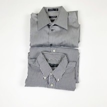 Lot-of-2 Merona &amp; Claiborne Long Sleeve Button Down Shirts Size Large 16 to 16.5 - £9.04 GBP