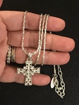 Clear Glass Rhinestone Cross Necklace Religious Cross Rhinestones Pretty... - £11.80 GBP