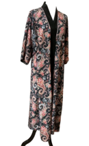 Vintage Vandemere Women&#39;s Robe Paisley Floral Design Sz M Pocket Long Sl... - £14.32 GBP