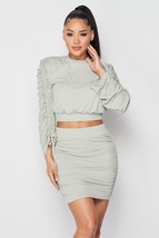 Ruched Long Sleeve And Skirt Set - $872.52 MXN