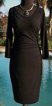 Cache Sheer Neck Ruched Sides &amp; Back Dress Stretch Lined Sz XS/S/M New $... - £53.71 GBP