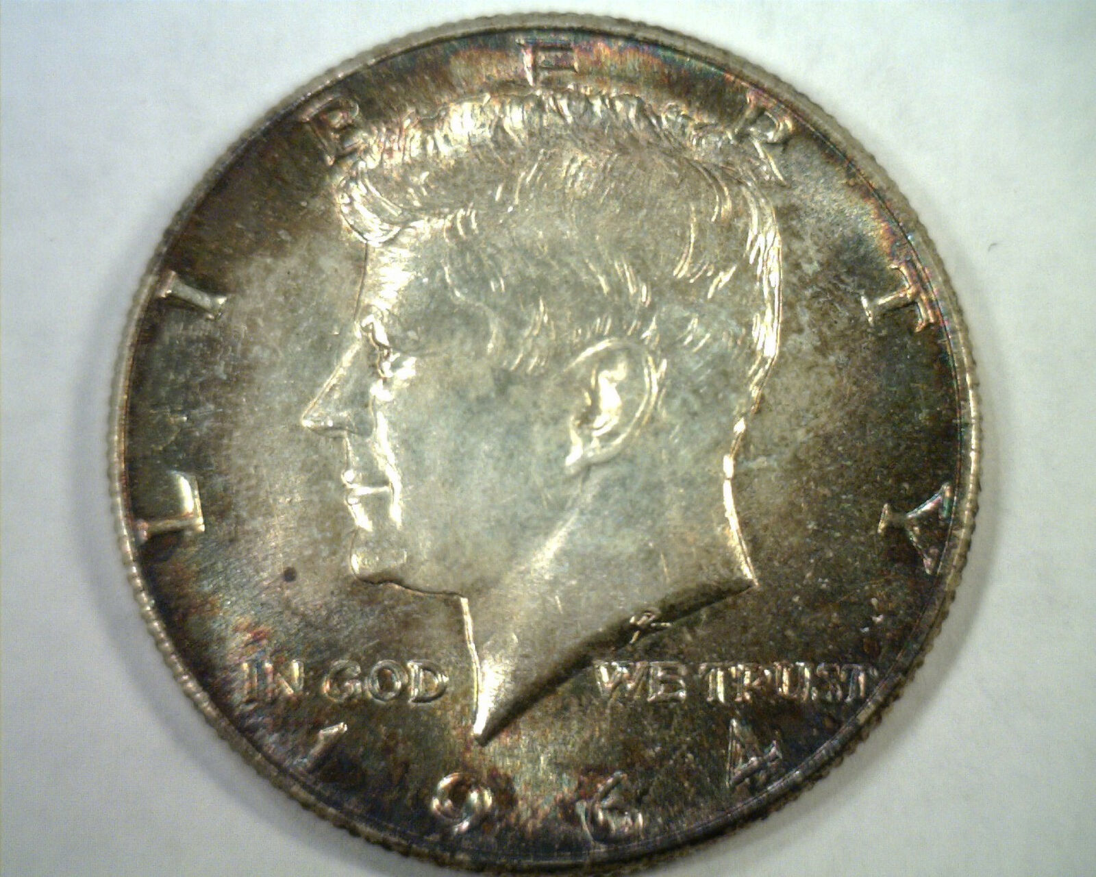 1964 KENNEDY HALF DOLLAR CHOICE UNCIRCULATED/ GEM SUPER ATTRACTIVE TONING/ COLOR - $65.00