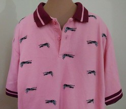 FWRD denim co Men&#39;s cotton Polo Shirt XL w/ tags pink black panthers cats  - £15.47 GBP
