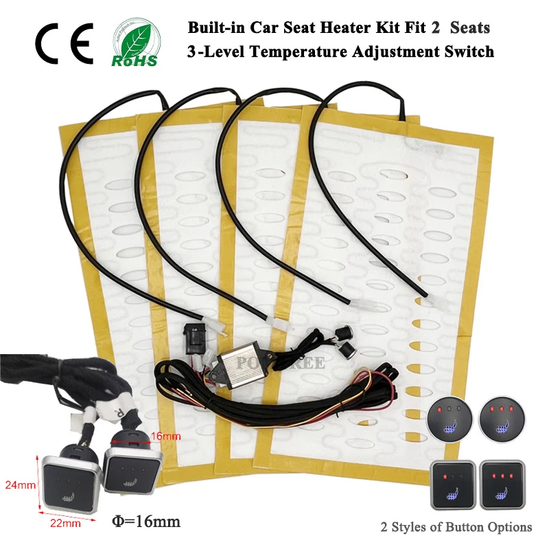 Universal Built-In Car Seat Heater Kit Fit 2 Seats 12V Alloy Wire Heatin... - $49.89+