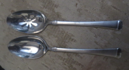 2 Wallace NAPOLI Frosted Handle Stainless Flatware Serving Spoons 1 slotted - $13.99