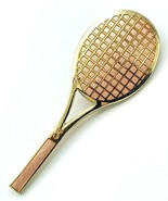 Gold Tone Peach Enamel Tennis Racket Brooch Pin - £10.16 GBP