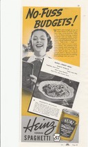 1938 Heinz Spaghetti Vintage Print Ad No Fuss Budgets - £10.13 GBP