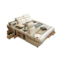 Genuine Leather multifunctional massage bed frame Nordic camas ultimate bed Blue - £4,780.94 GBP