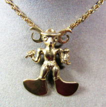 14K Gold on Sterling 925 Silver Aztec Tribal Warrior God Pendant Necklac... - £76.66 GBP