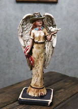 Rustic Western Cowgirl Angel Wearing Cowboy Hat With Dove In Her Hand Fi... - $28.99