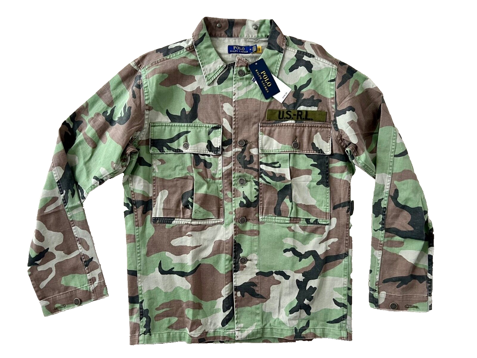 Polo Ralph Lauren Camo Military Over Shirt U.S.-R.L. Jacket Camouflage ( L ) - £155.78 GBP