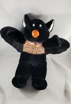 Black Cat in Bat Costume Plush Stuffed Animal Halloween Candy Corn Iridescent - £4.65 GBP