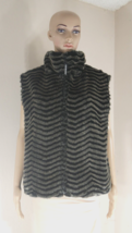 Faux Fur Black Chevron Striped Full Zip Vest by Black Mountain  Womens Medium - £39.17 GBP
