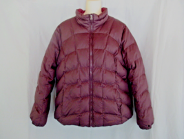 Eddie Bauer jacket puffer down  full zip XL burgundy EB650 - $38.17