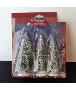 Bottlebrush Trees Green Cobblestone Corners Winter Village Miniatures 3-... - $4.99