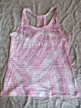 Calvin Klein Women Pink White Razor Back Sheer Thin Tank Size M EUC - $11.88