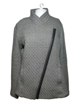 Cabi Quilted Jacket Women&#39;s Medium Gray Office Career Wear Asymetrical Zipper - £21.11 GBP