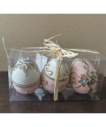 Easter Pink Embellished EGG Jewel Crystal Egg Tabletop Decor 5&quot; Set of 3 - £23.75 GBP