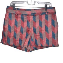 ANN TAYLOR LOFT THE RIVIERA SHORT CHEVRON METALLIC BLUE PINK WOMEN SIZE 6 - £10.24 GBP