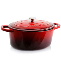 Crock Pot Artisan 7 Quart Oval Enameled Cast Iron Dutch Oven in Scarlet Red - $106.92