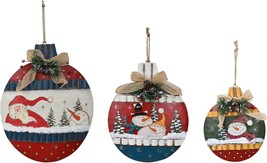 Rustic Christmas Sign Snowman Decor Wreath Christmas Hanging Sign set of 3 - £31.37 GBP