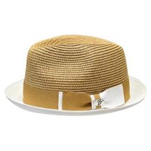 Men's Bently Semi Crushable Fedora Briad Straw Hat Enzo EN204 Cognac White image 2