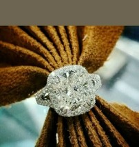 3.00Carat Cushion Artificial Diamond Halo Engagement Ring 14K White Gold Plat... - £58.84 GBP