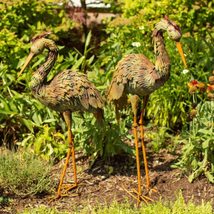 Zaer Ltd. Set of 2 Iron Heron Garden Statues (40&quot; Tall Heron Stakes) - £134.98 GBP+